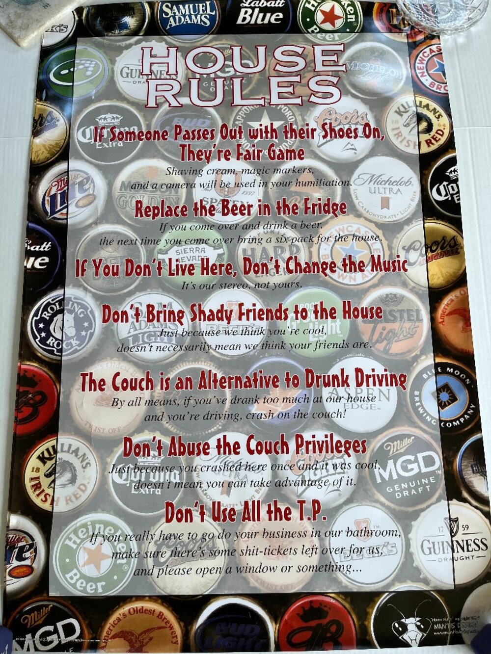 Big Poster Beer House Rules Large Wall Decor Chart Game Room 24x36 " inch
